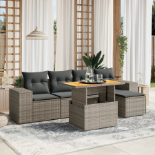 vidaXL 6 részes szürke polyrattan kerti ülőgarnitúra párnákkal kerti bútor