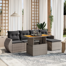 vidaXL 6 részes szürke polyrattan kerti ülőgarnitúra párnákkal kerti bútor