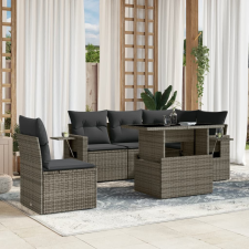 vidaXL 6 részes szürke polyrattan kerti ülőgarnitúra párnákkal kerti bútor