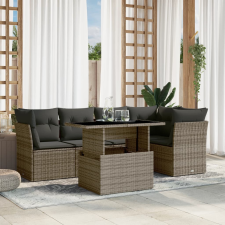 vidaXL 6 részes szürke polyrattan kerti ülőgarnitúra párnákkal kerti bútor