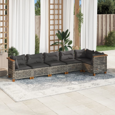 vidaXL 6 részes szürke polyrattan kerti ülőgarnitúra párnákkal kerti bútor