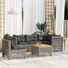 vidaXL 6 részes szürke polyrattan kerti ülőgarnitúra párnákkal kerti bútor