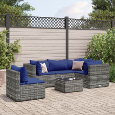vidaXL 6 részes szürke polyrattan kerti ülőgarnitúra párnákkal kerti bútor