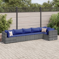vidaXL 6 részes szürke polyrattan kerti ülőgarnitúra párnákkal kerti bútor
