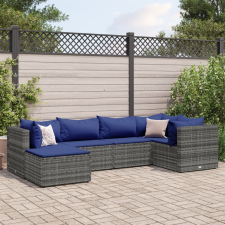 vidaXL 6 részes szürke polyrattan kerti ülőgarnitúra párnákkal kerti bútor