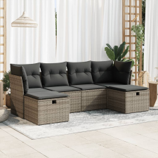 vidaXL 6 részes szürke polyrattan kerti ülőgarnitúra párnákkal kerti bútor
