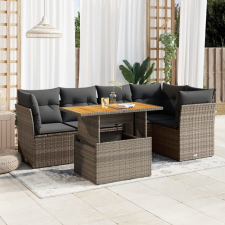 vidaXL 6 részes szürke polyrattan kerti ülőgarnitúra párnákkal kerti bútor