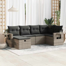 vidaXL 6 részes szürke polyrattan kerti ülőgarnitúra párnákkal kerti bútor