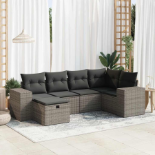 vidaXL 6 részes szürke polyrattan kerti ülőgarnitúra párnákkal kerti bútor