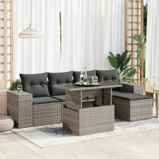 vidaXL 6 részes szürke polyrattan kerti ülőgarnitúra párnákkal kerti bútor