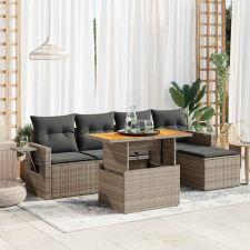 vidaXL 6 részes szürke polyrattan kerti ülőgarnitúra párnákkal kerti bútor