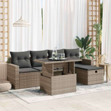 vidaXL 6 részes szürke polyrattan kerti ülőgarnitúra párnákkal kerti bútor