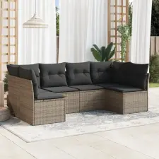 vidaXL 6 részes szürke polyrattan kerti ülőgarnitúra párnákkal kerti bútor