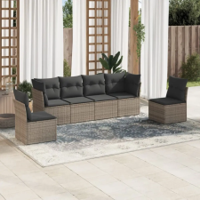 vidaXL 6 részes szürke polyrattan kerti ülőgarnitúra párnákkal kerti bútor