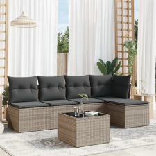 vidaXL 6 részes szürke polyrattan kerti ülőgarnitúra párnákkal kerti bútor