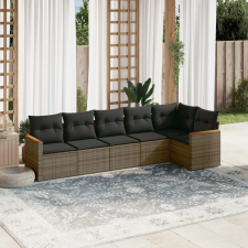 vidaXL 6 részes szürke polyrattan kerti ülőgarnitúra párnákkal kerti bútor