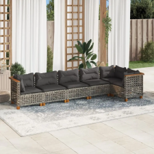 vidaXL 6 részes szürke polyrattan kerti ülőgarnitúra párnákkal kerti bútor
