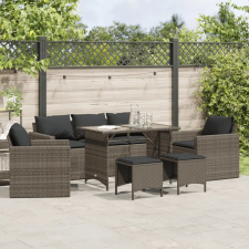 vidaXL 6 részes szürke polyrattan kerti ülőgarnitúra párnákkal kerti bútor