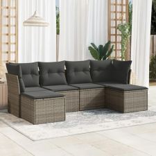 vidaXL 6 részes szürke polyrattan kerti ülőgarnitúra párnákkal kerti bútor