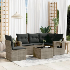 vidaXL 6 részes szürke polyrattan kerti ülőgarnitúra párnákkal kerti bútor