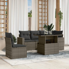 vidaXL 6 részes szürke polyrattan kerti ülőgarnitúra párnákkal kerti bútor