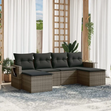 vidaXL 6 részes szürke polyrattan kerti ülőgarnitúra párnákkal kerti bútor