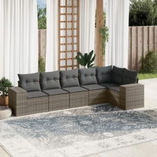 vidaXL 6 részes szürke polyrattan kerti ülőgarnitúra párnákkal kerti bútor