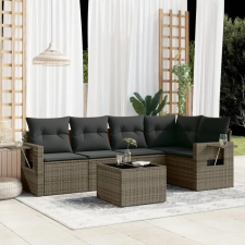 vidaXL 6 részes szürke polyrattan kerti ülőgarnitúra párnákkal kerti bútor
