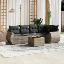 vidaXL 6 részes szürke polyrattan kerti ülőgarnitúra párnákkal kerti bútor