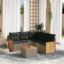 vidaXL 6 részes szürke polyrattan kerti ülőgarnitúra párnákkal kerti bútor