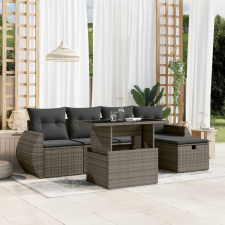 vidaXL 6 részes szürke polyrattan kerti ülőgarnitúra párnákkal kerti bútor