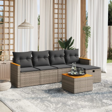 vidaXL 6 részes szürke polyrattan kerti ülőgarnitúra párnákkal kerti bútor