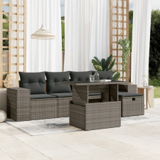 vidaXL 6 részes szürke polyrattan kerti ülőgarnitúra párnákkal kerti bútor