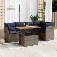 vidaXL 6 részes szürke polyrattan kerti ülőgarnitúra párnákkal kerti bútor