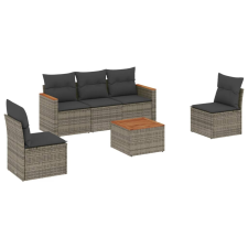 vidaXL 6 részes szürke polyrattan kerti ülőgarnitúra párnákkal (3225857) kerti bútor