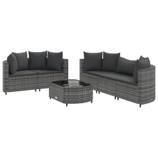 vidaXL 6 részes szürke polyrattan kerti ülőgarnitúra párnákkal (3308418) kerti bútor