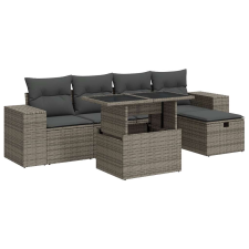 vidaXL 6 részes szürke polyrattan kerti ülőgarnitúra párnákkal (3327930) kerti bútor