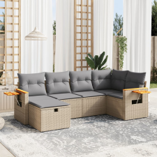 vidaXL 6 részes vegyes bézs polyrattan kerti ülőgarnitúra párnákkal kerti bútor