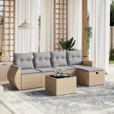 vidaXL 6 részes vegyes bézs polyrattan kerti ülőgarnitúra párnákkal kerti bútor