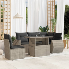 vidaXL 6 részes világosszürke polyrattan kerti ülőgarnitúra párnákkal kerti bútor