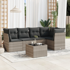 vidaXL 6 részes világosszürke polyrattan kerti ülőgarnitúra párnákkal kerti bútor