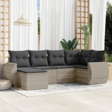 vidaXL 6 részes világosszürke polyrattan kerti ülőgarnitúra párnákkal kerti bútor