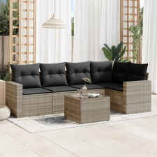 vidaXL 6 részes világosszürke polyrattan kerti ülőgarnitúra párnákkal kerti bútor