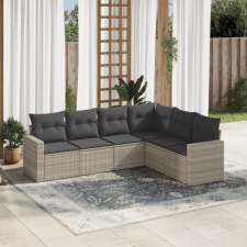 vidaXL 6 részes világosszürke polyrattan kerti ülőgarnitúra párnákkal kerti bútor