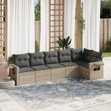 vidaXL 6 részes világosszürke polyrattan kerti ülőgarnitúra párnákkal kerti bútor