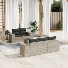 vidaXL 6 részes világosszürke polyrattan kerti ülőgarnitúra párnákkal kerti bútor