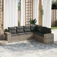 vidaXL 6 részes világosszürke polyrattan kerti ülőgarnitúra párnákkal kerti bútor