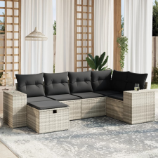 vidaXL 6 részes világosszürke polyrattan kerti ülőgarnitúra párnákkal kerti bútor