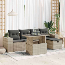 vidaXL 6 részes világosszürke polyrattan kerti ülőgarnitúra párnákkal kerti bútor