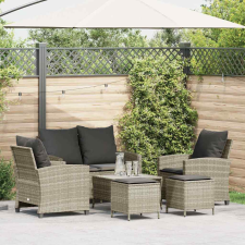 vidaXL 6 részes világosszürke polyrattan kerti ülőgarnitúra párnákkal kerti bútor